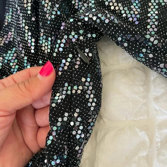 Ba&sh metallic chevron robe Flavie embellished mini dress - Picture 15 of 16